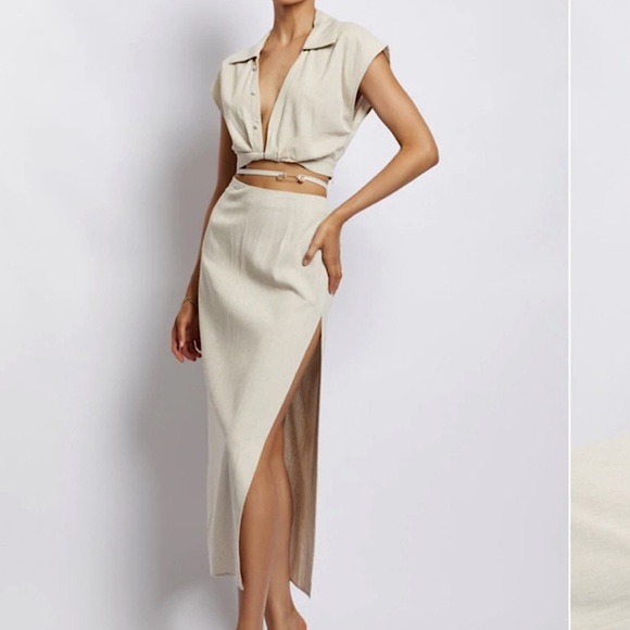 Meshki Dresses & Skirts - Meshki Linen Crop Top & Skirt Set